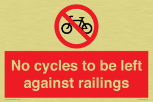 No cycles to be left against railings